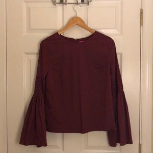 Maroon bell sleeve blouse